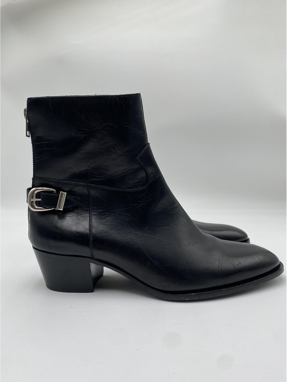 Men’s Celine BACK BUCKLE ZIPPED ISAAC BLACK LEAGHER BOOT SIZE 40
